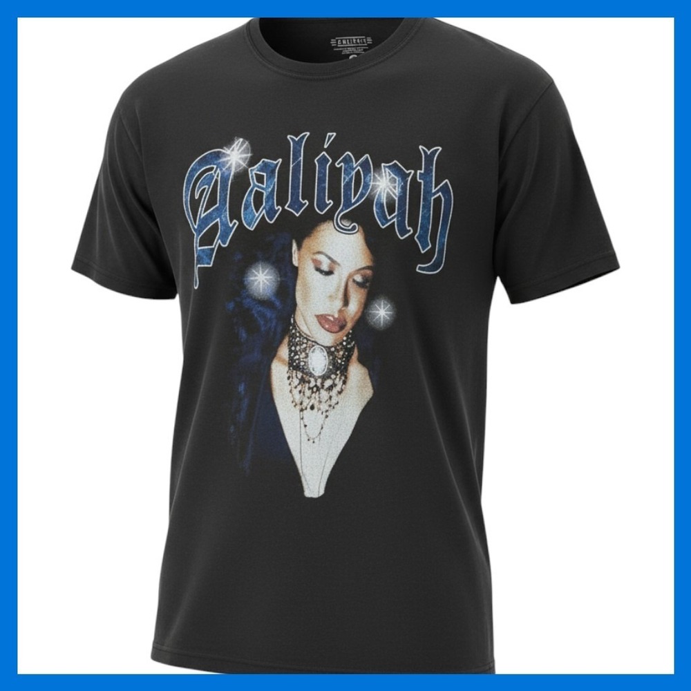 Aaliyah Graphic T-Shirt Goodie Two Sleeves Black Cotton R&B Music Tee Large